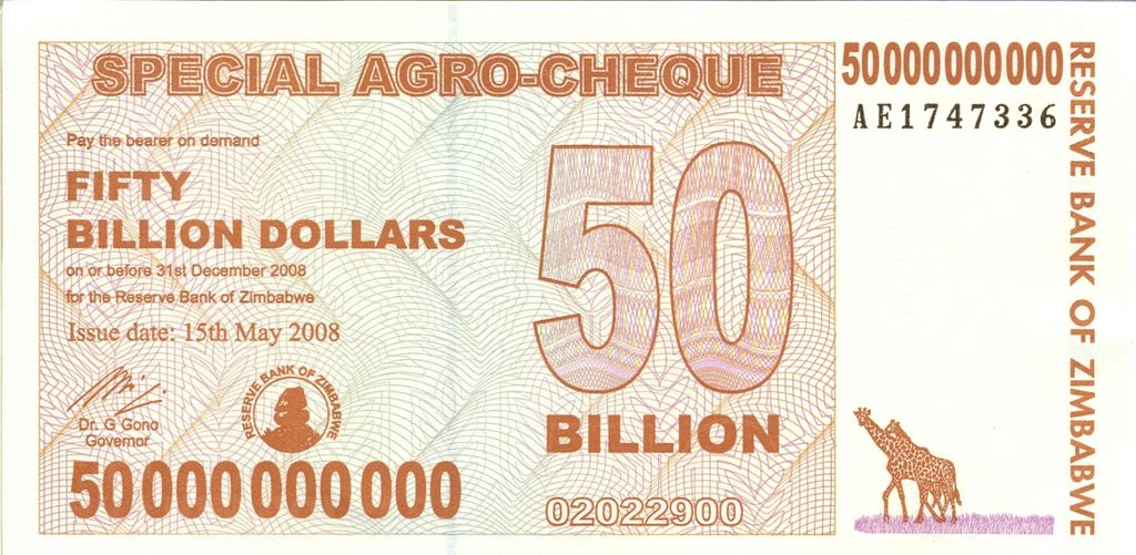 Zimbabwe Fifty Billion Dollar Note